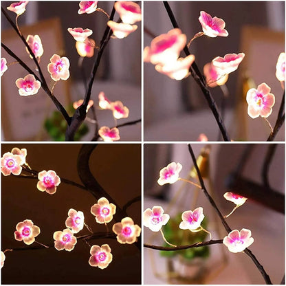 Cherry Blossom LED Bonsai Tree Lamp  USB Or Battery Powered Touch Switch Warm White Light For Home  4
