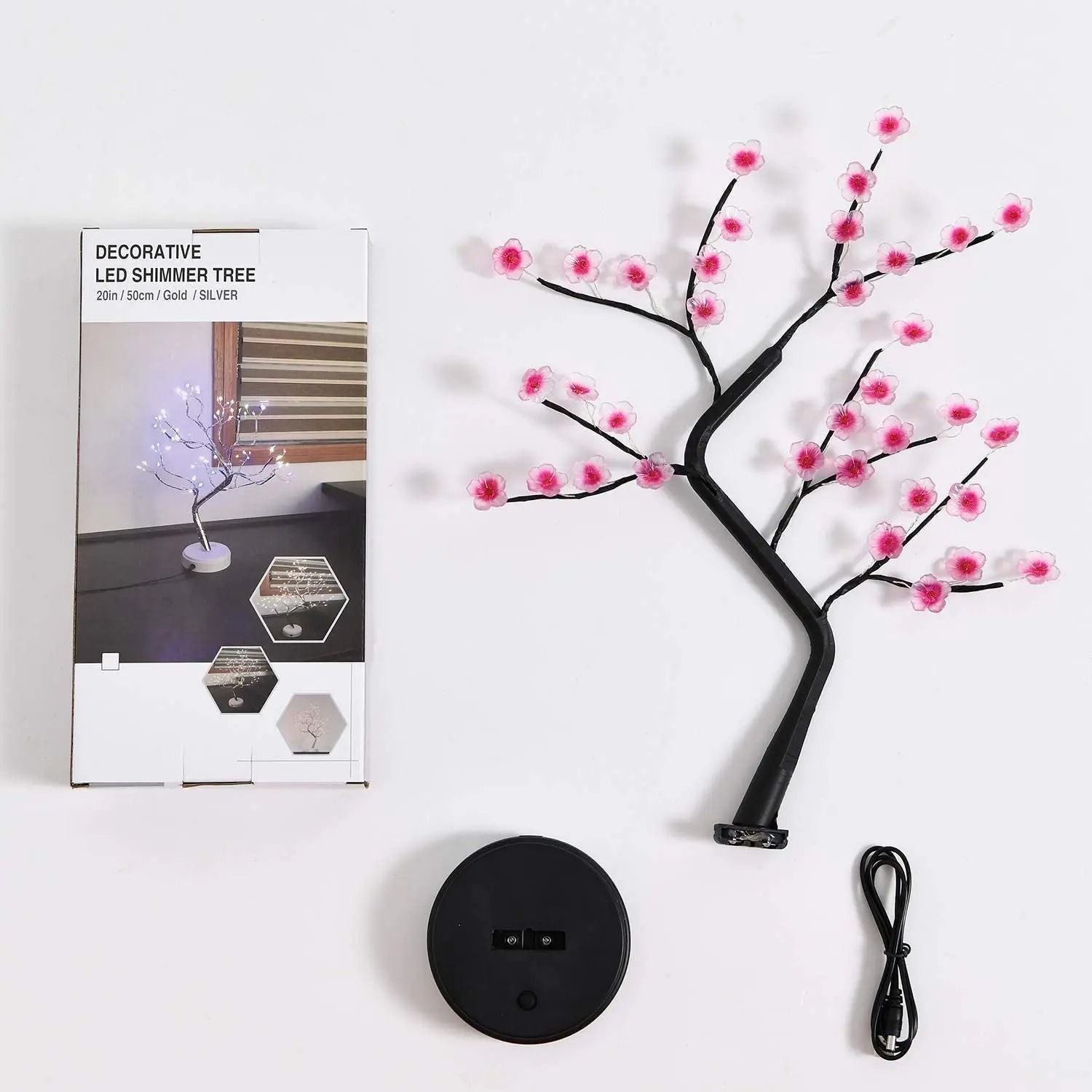Cherry Blossom LED Bonsai Tree Lamp  USB Or Battery Powered Touch Switch Warm White Light For Home  6