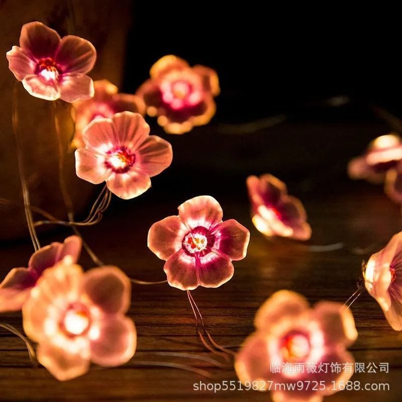 Cherry Blossom Flower Garland Lamp Battery Operated LED String Fairy Lights For Indoor Wedding And  2