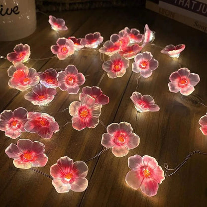 Cherry Blossom Flower Garland Lamp Battery Operated LED String Fairy Lights For Indoor Wedding And  3