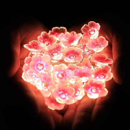 Cherry Blossom Flower Garland Lamp Battery Operated LED String Fairy Lights For Indoor Wedding And  4