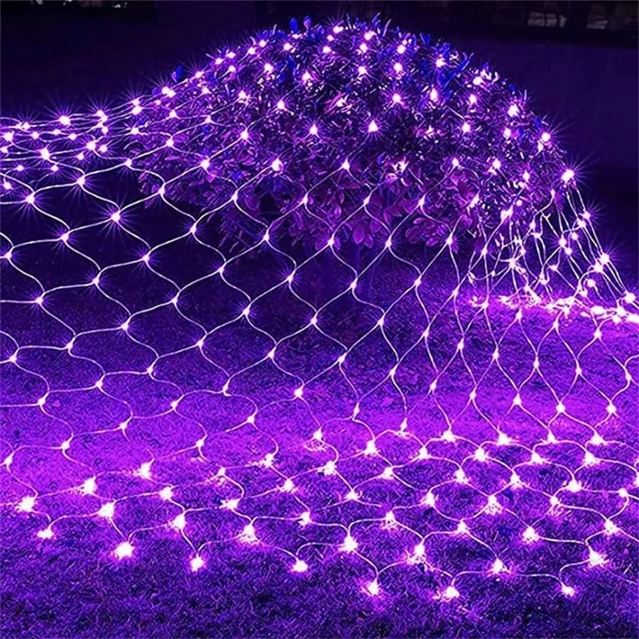 Halloween Purple LED Net Mesh Fairy Light Curtain For Home Wedding And Party Decoration 1