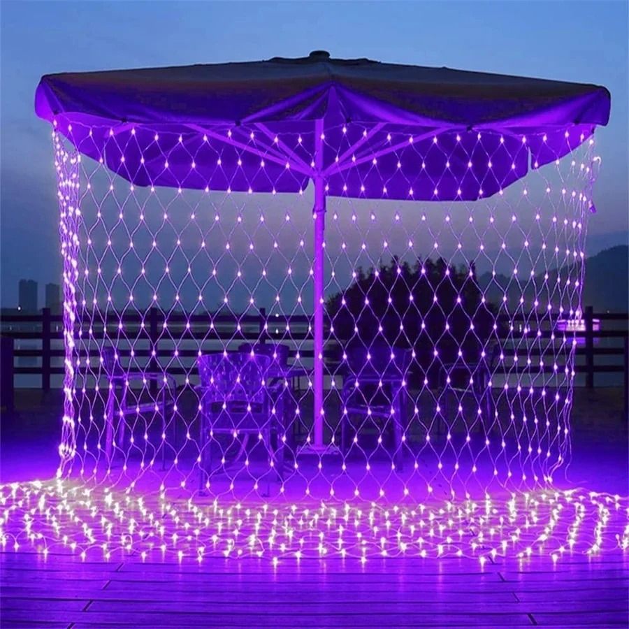 Halloween Purple LED Net Mesh Fairy Light Curtain For Home Wedding And Party Decoration 2