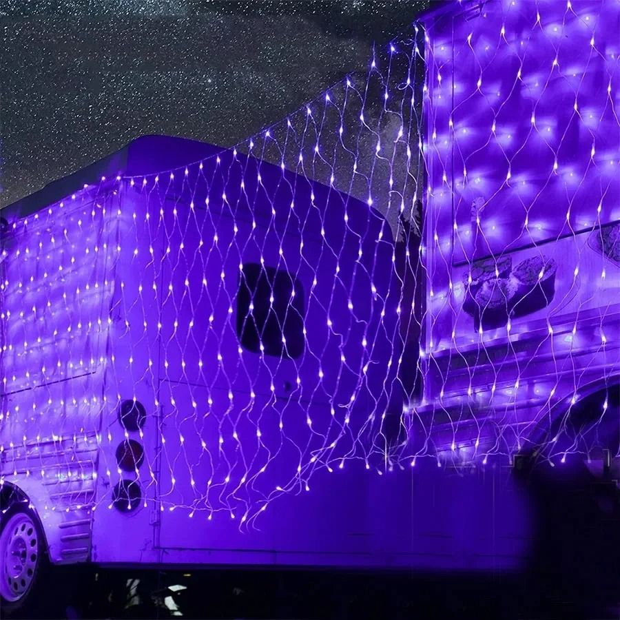 Halloween Purple LED Net Mesh Fairy Light Curtain For Home Wedding And Party Decoration 5