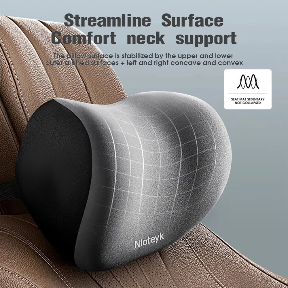 Memory Foam Car Seat Pillow, Protective Neck and Back Support, Breathable Headrest Cushion for Pain Relief
