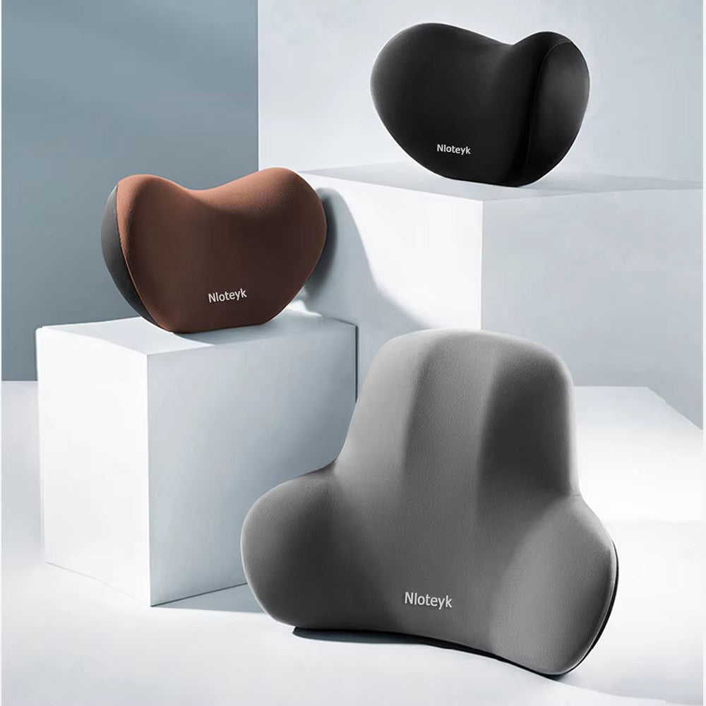Memory Foam Car Seat Pillow, Protective Neck and Back Support, Breathable Headrest Cushion for Pain Relief