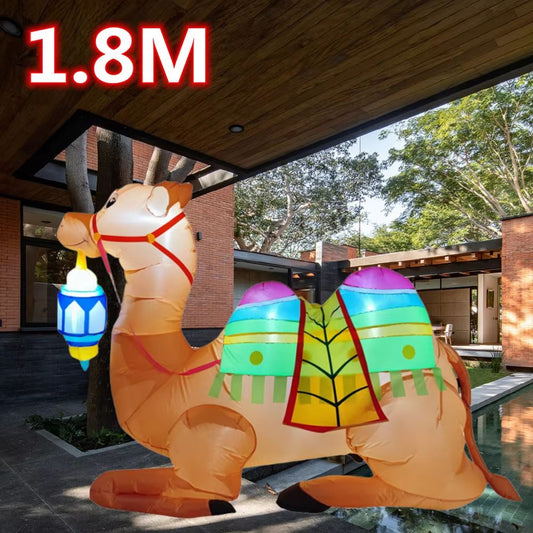 1.8m/6FT Ramadan Inflatable Camel Toy Built-in LED Lights Outdoor Festival Decoration