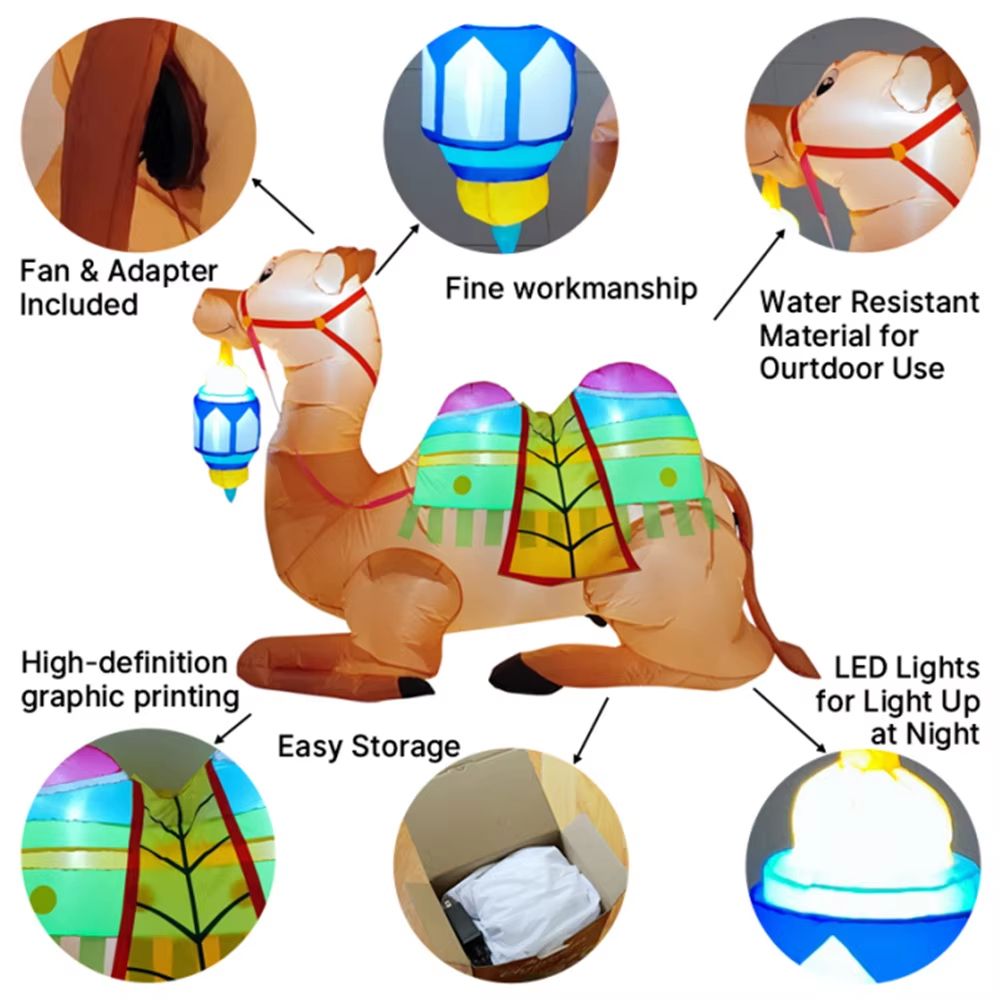 18m6FT Ramadan Inflatable Camel Toy Builtin LED Lights Outdoor Festival Decoration 4