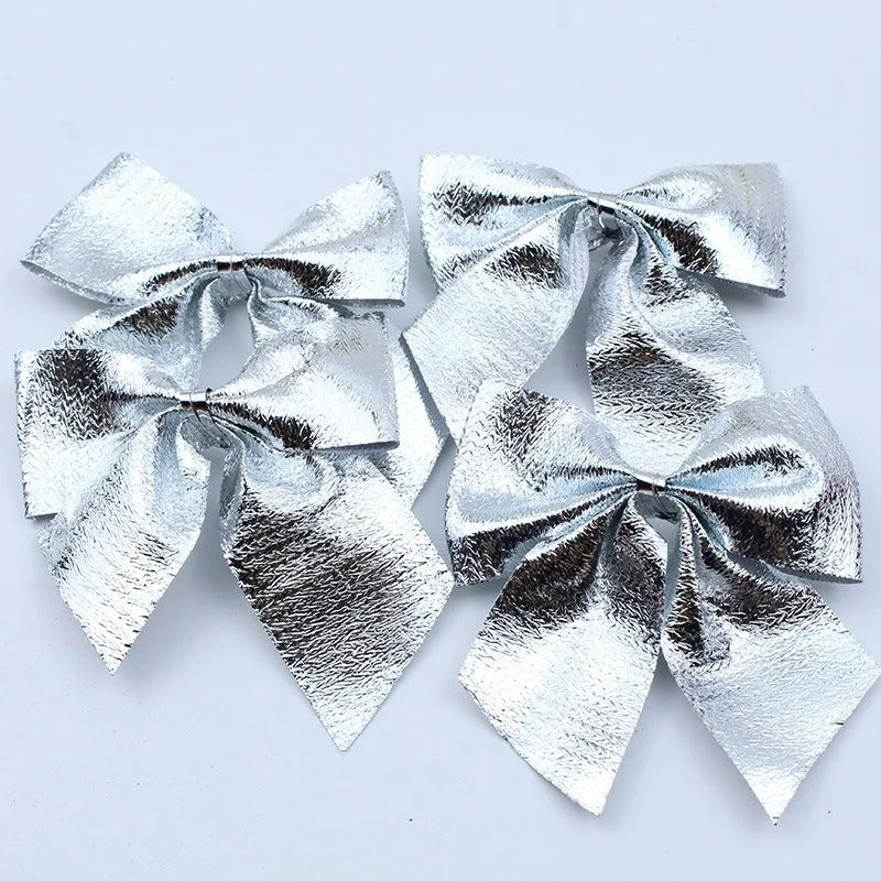 Red Gold Mini Christmas Bow, Xmas Tree Bowknot for Home Decoration, Wedding Decor Navidad, DIY Gift for New Year Party