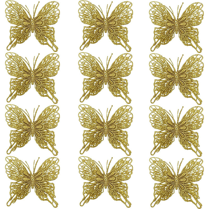 Glitter Hollow Butterfly Decor Christmas Tree Butterfly Tree Hanging Decor Home New Year Navidad De 5