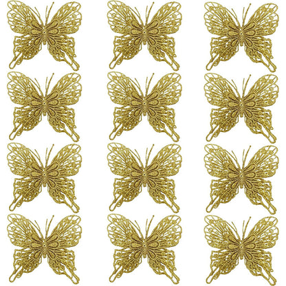 Glitter Hollow Butterfly Decor Christmas Tree Butterfly Tree Hanging Decor Home New Year Navidad De 5