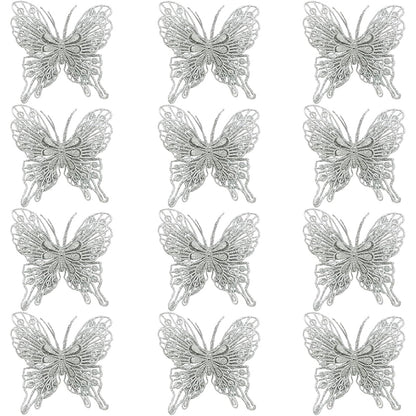 Glitter Hollow Butterfly Decor Christmas Tree Butterfly Tree Hanging Decor Home New Year Navidad De 6