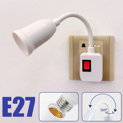 Direct Plug In Rotary Lamp Holder with Switch for E27 Bulb Socket