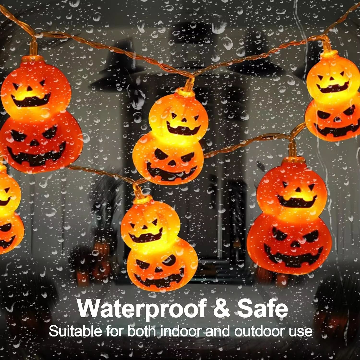 1020 LED Halloween Pumpkin String Lights  Battery Powered For Porch Yard  Garden Decor 1