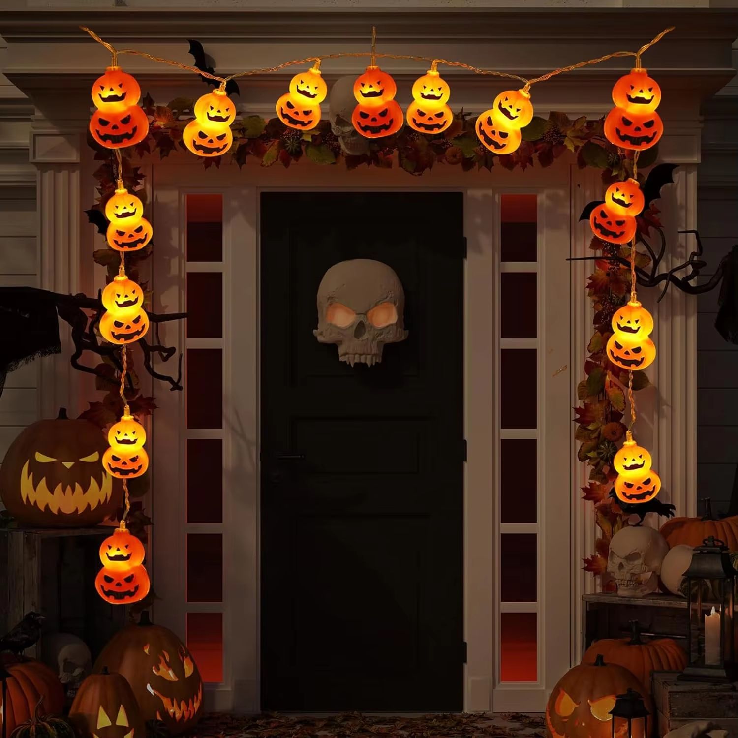 1020 LED Halloween Pumpkin String Lights  Battery Powered For Porch Yard  Garden Decor 4