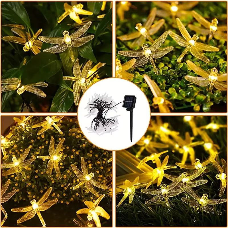 20 LED Dragonfly Solar String Lights  Outdoor LED Light For Garden Yard  Patio Decor 4