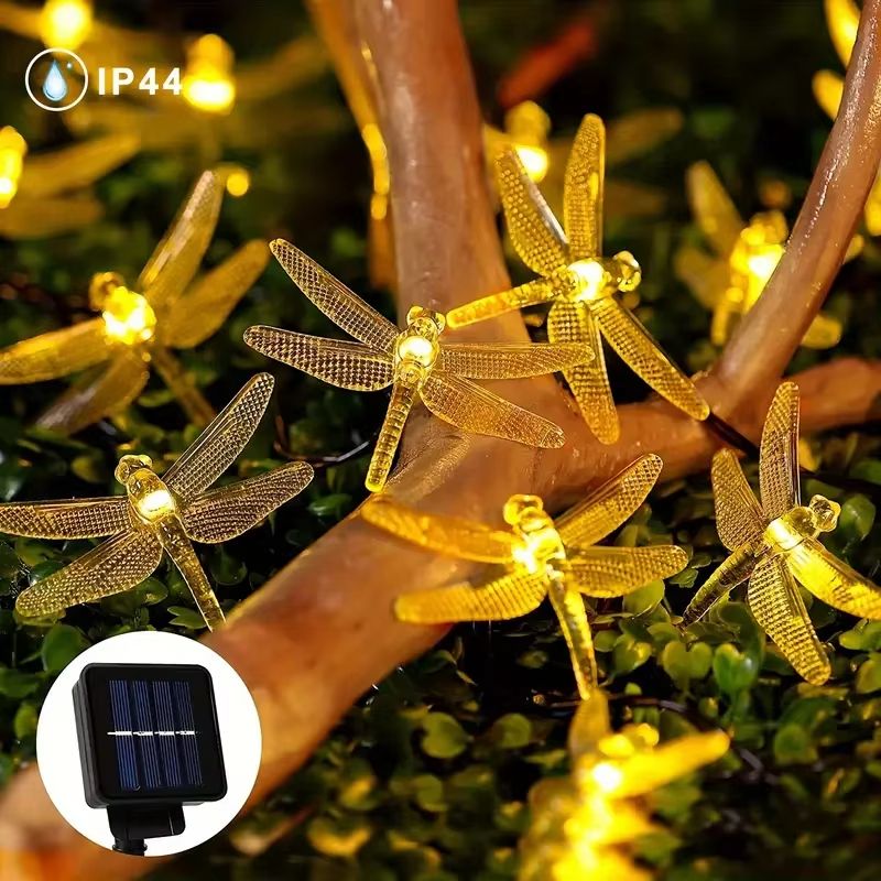 20 LED Dragonfly Solar String Lights  Outdoor LED Light For Garden Yard  Patio Decor 7