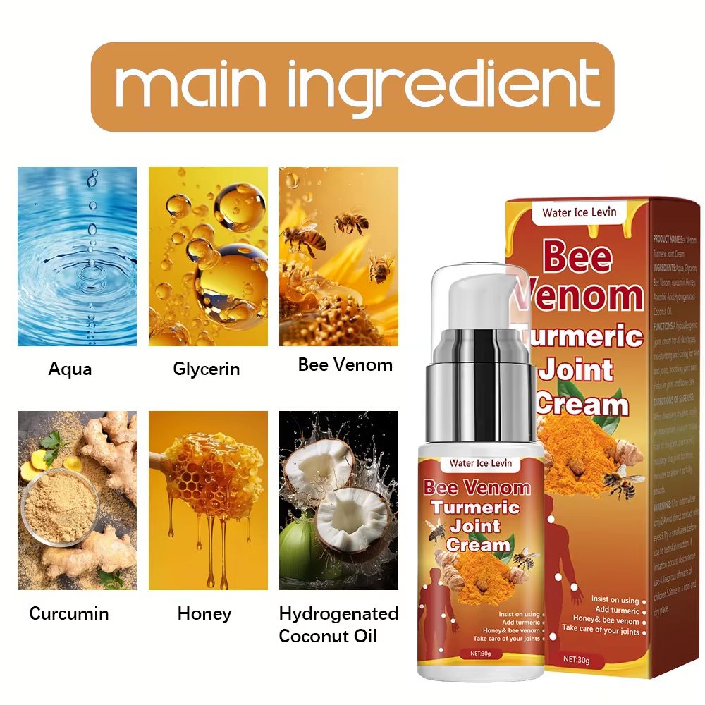 Bee Venom  Turmeric Joint Cream  Hypoallergenic Soothing Moisturizer With Natural Honey  Glycerin F 1