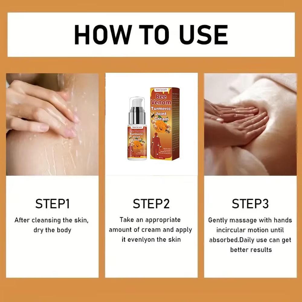 Bee Venom  Turmeric Joint Cream  Hypoallergenic Soothing Moisturizer With Natural Honey  Glycerin F 5