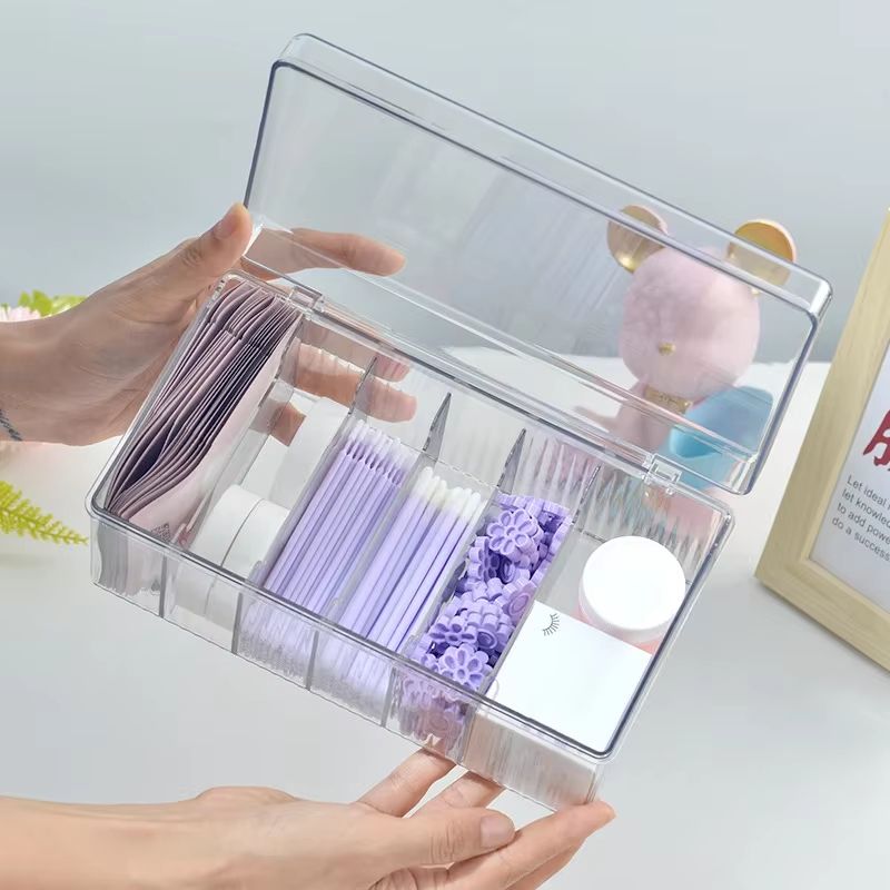 Large Eyelash Extension Storage Box with Cover – Acrylic Organizer for Lashes, Glue & Tweezers