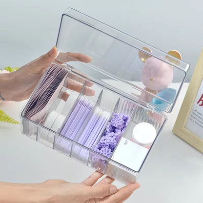 Large Eyelash Extension Storage Box with Cover – Acrylic Organizer for Lashes, Glue & Tweezers