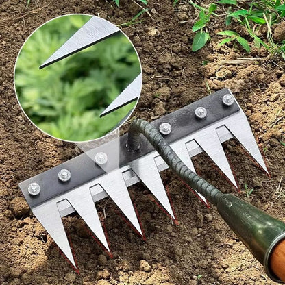 5678 Teeth Agricultural Rake  Manganese Steel Soil Loosening  Weeding Tool MultiUse Agricultural St 4