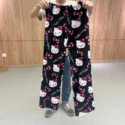 Y2K Hello Kitty Pajama Pants  Sanrio Anime Womens Sleepwear Cartoon Couple Home Trousers 3