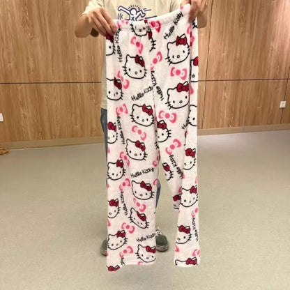 Y2K Hello Kitty Pajama Pants  Sanrio Anime Womens Sleepwear Cartoon Couple Home Trousers 4