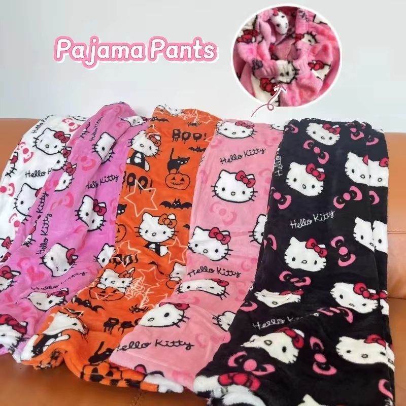 Y2K Hello Kitty Pajama Pants  Sanrio Anime Womens Sleepwear Cartoon Couple Home Trousers 9