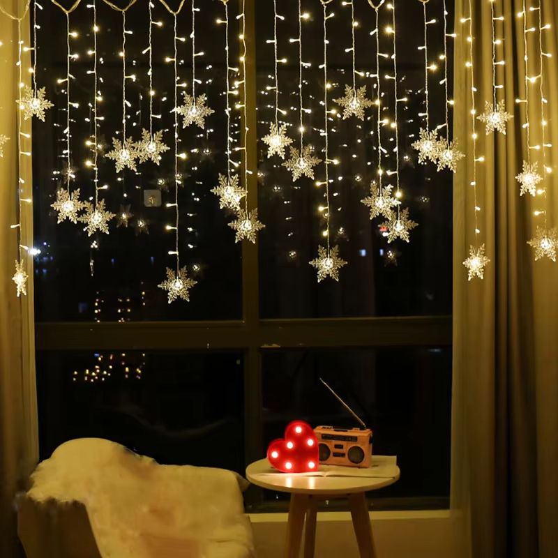 10.5 ft Christmas Snowflakes LED String Lights – Flashing Fairy Curtain Lights, Waterproof for Holiday, Party & Wedding