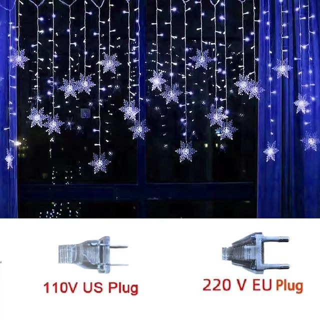 32M Christmas Snowflakes LED String Lights  Flashing Fairy Curtain Lights Waterproof For Holiday Pa 9