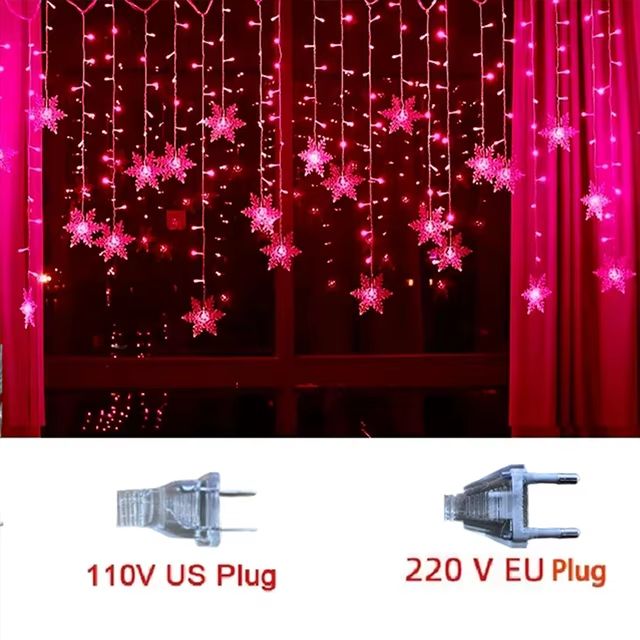 32M Christmas Snowflakes LED String Lights  Flashing Fairy Curtain Lights Waterproof For Holiday Pa 11