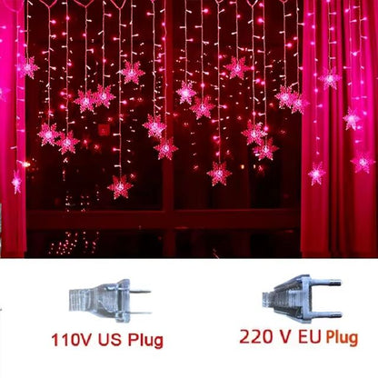 32M Christmas Snowflakes LED String Lights  Flashing Fairy Curtain Lights Waterproof For Holiday Pa 11