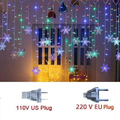 32M Christmas Snowflakes LED String Lights  Flashing Fairy Curtain Lights Waterproof For Holiday Pa 6
