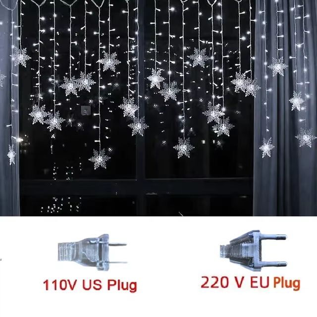 32M Christmas Snowflakes LED String Lights  Flashing Fairy Curtain Lights Waterproof For Holiday Pa 7