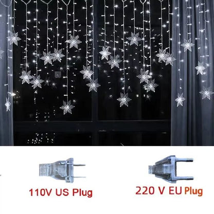 32M Christmas Snowflakes LED String Lights  Flashing Fairy Curtain Lights Waterproof For Holiday Pa 7