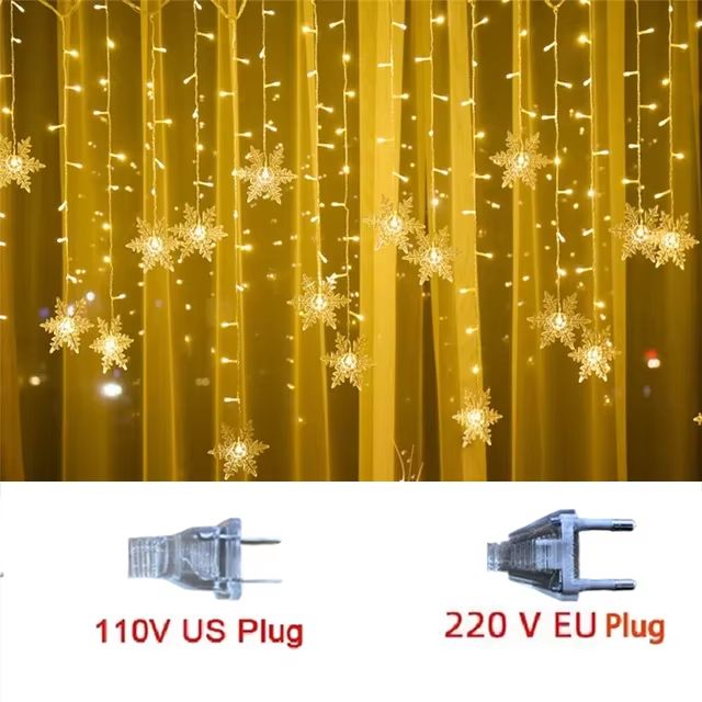 32M Christmas Snowflakes LED String Lights  Flashing Fairy Curtain Lights Waterproof For Holiday Pa 8