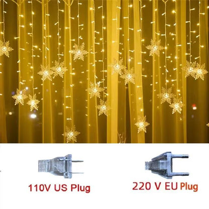32M Christmas Snowflakes LED String Lights  Flashing Fairy Curtain Lights Waterproof For Holiday Pa 8