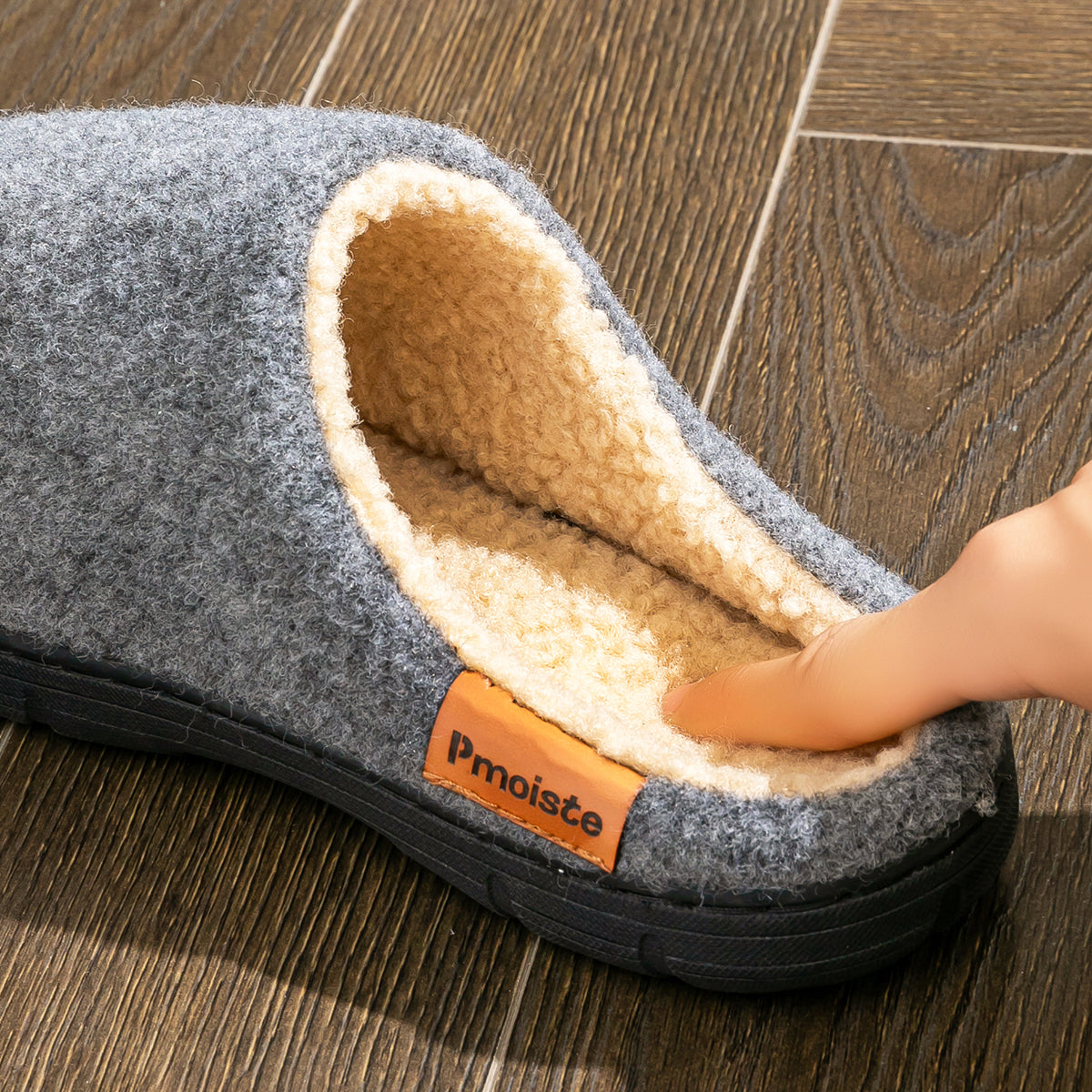 Warm Soft Designer Fuzzy Slippers For Men, Memory Foam Cushion, Non Slip TPR Sole, Comfortable Felt Home Shoes