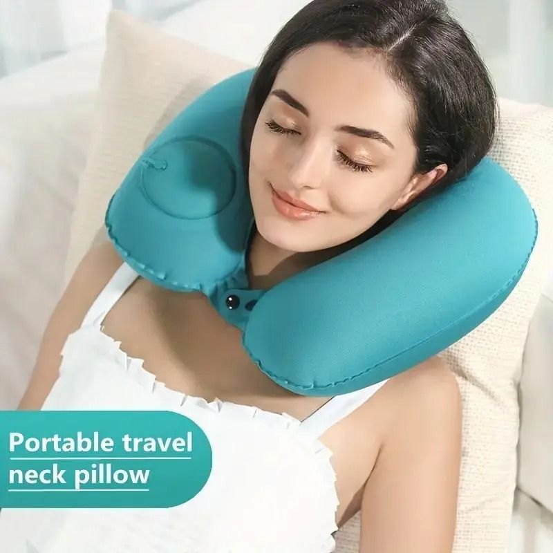 Press On Inflatable U Shaped Pillow For Neck Relaxation And Travel Comfort 1