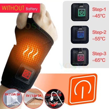 Electrically Heated Wrist Support Sleeve with Adjustable Temperature for Joint and Muscle Relief