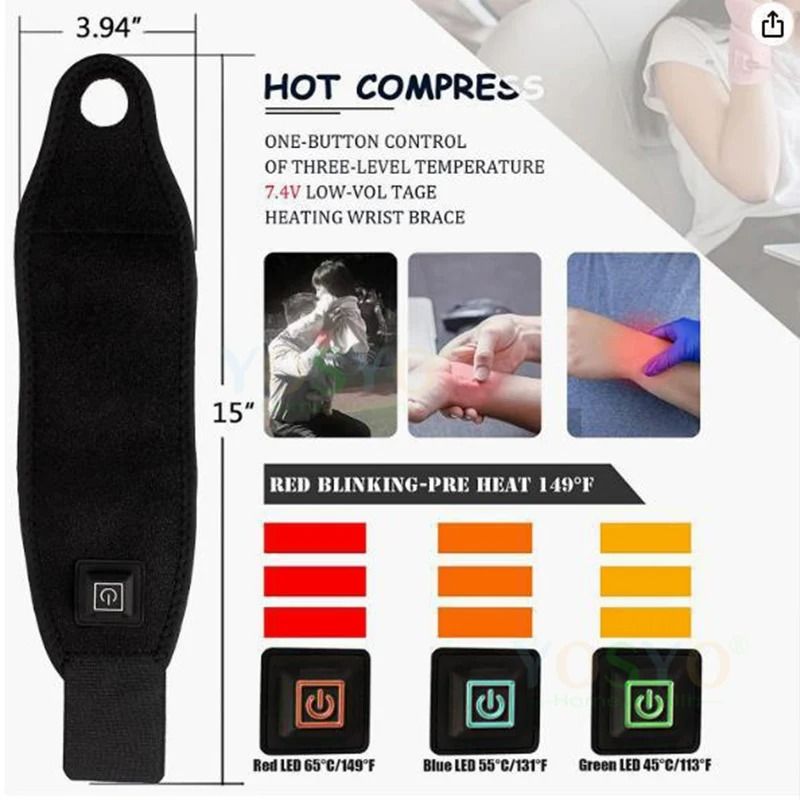 Electrically Heated Wrist Support Sleeve With Adjustable Temperature For Joint And Muscle Relief 5