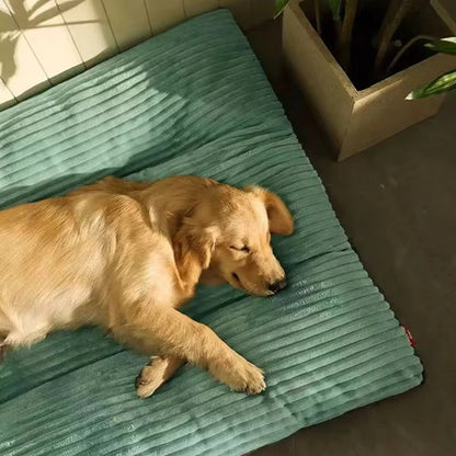 Corduroy Dog Bed, Winter Warm Pet Sleeping Mat, Soft Pet Mat for Dogs, Detachable Washable Puppy Bed