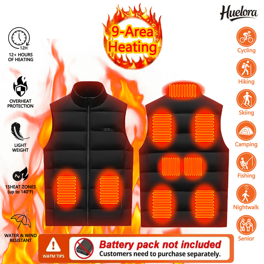 Unisex Heated Vest Winter 9 Zone Heating Jacket Vest Standup Collar Outdoor Sports Heated Clothing 0