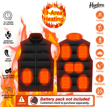 Unisex Heated Vest Winter 9 Zone Heating Jacket Vest Standup Collar Outdoor Sports Heated Clothing 0