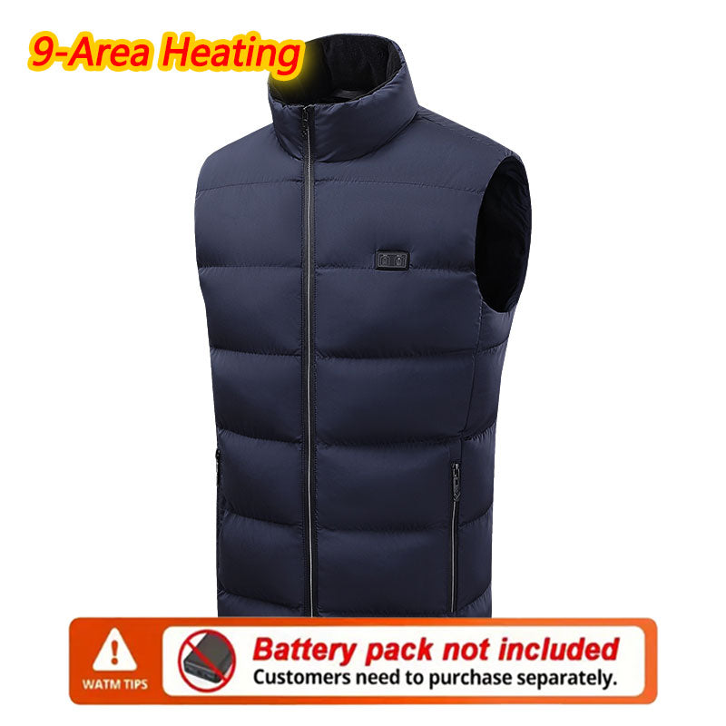 Unisex Heated Vest Winter 9 Zone Heating Jacket Vest Standup Collar Outdoor Sports Heated Clothing 4