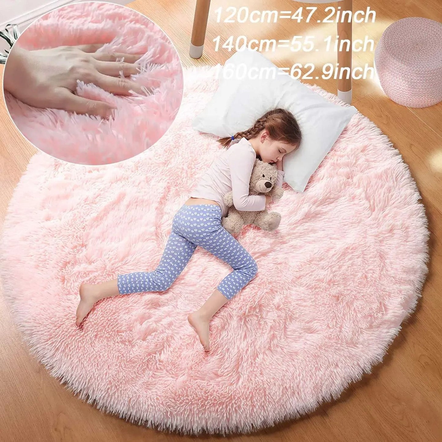Super Soft Plush Round Rug Mat For Bedroom And Living Room Decoration 3