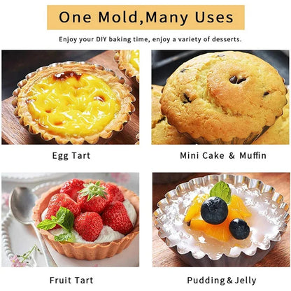 Reusable Stainless Steel Egg Tart Mold, Baking Accessories Cookie Pudding Mould, Mooncake Mold Pastry Tools Cake Molds