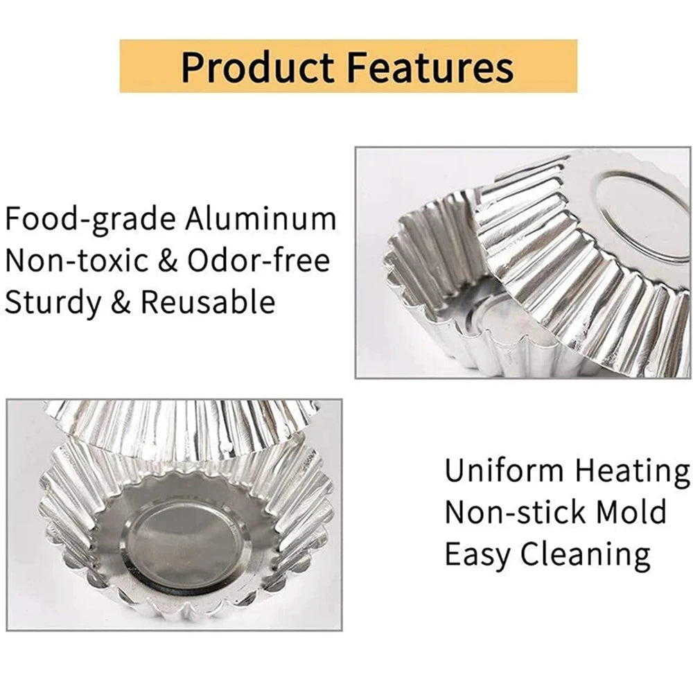 Reusable Stainless Steel Egg Tart Mold, Baking Accessories Cookie Pudding Mould, Mooncake Mold Pastry Tools Cake Molds