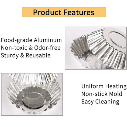 Reusable Stainless Steel Egg Tart Mold, Baking Accessories Cookie Pudding Mould, Mooncake Mold Pastry Tools Cake Molds